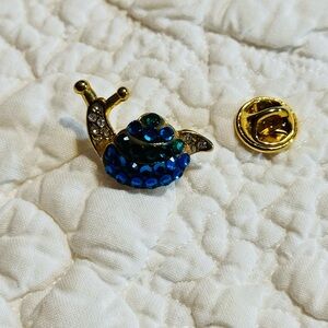 Gold and Blue Snail Brooch
